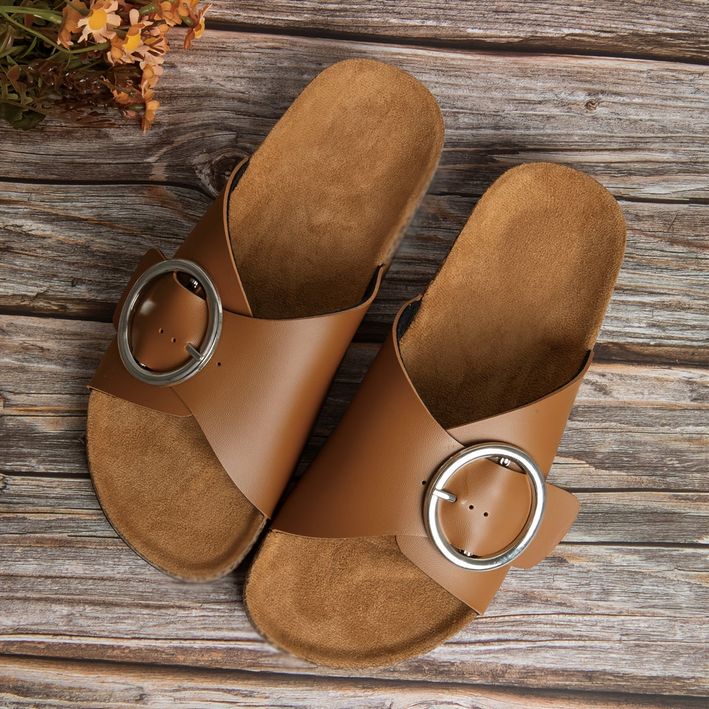 LUMMÉRAS Metallic Buckle Slide Sandals