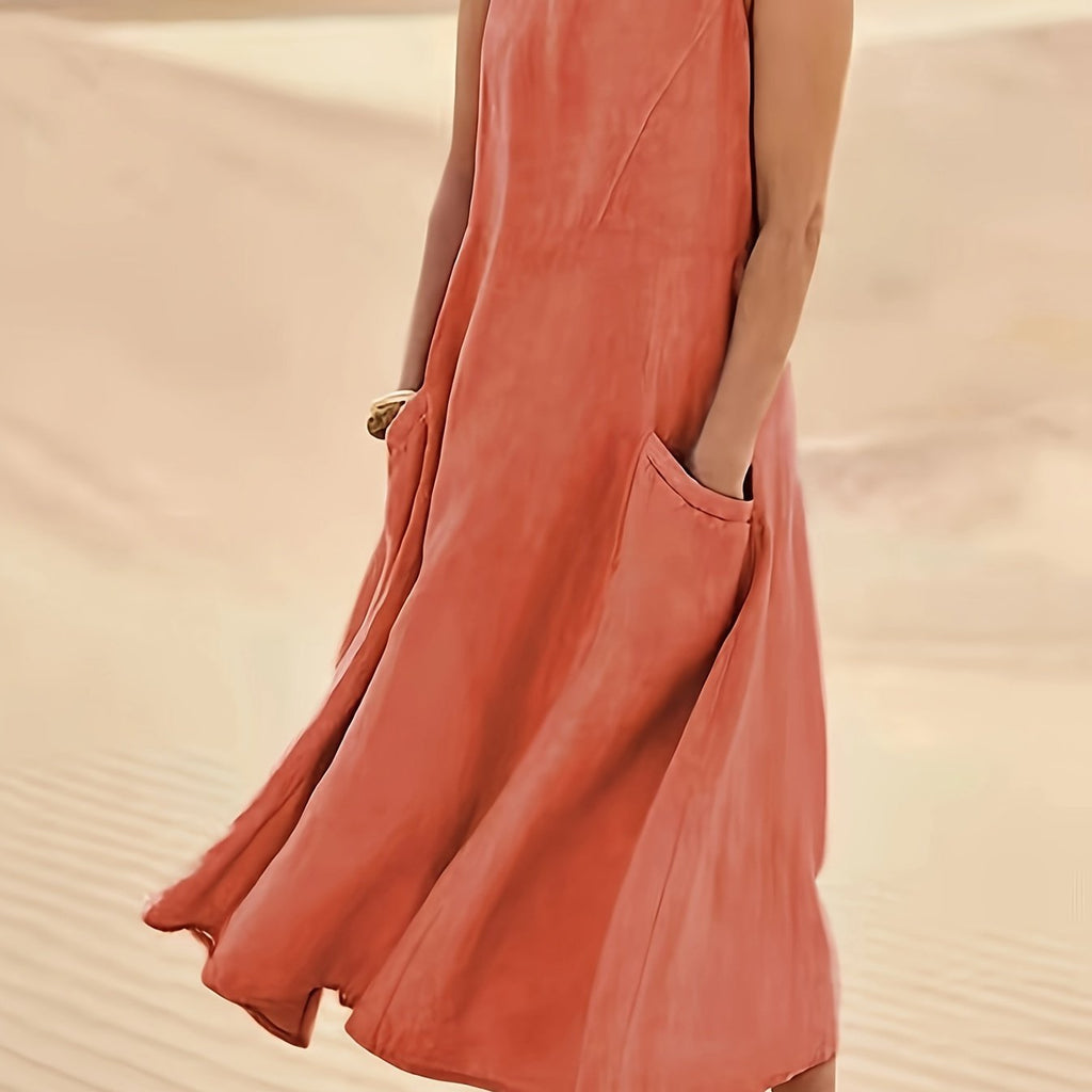 LUMMÉRAS A-Line Sleeveless Cotton-Linen Dress