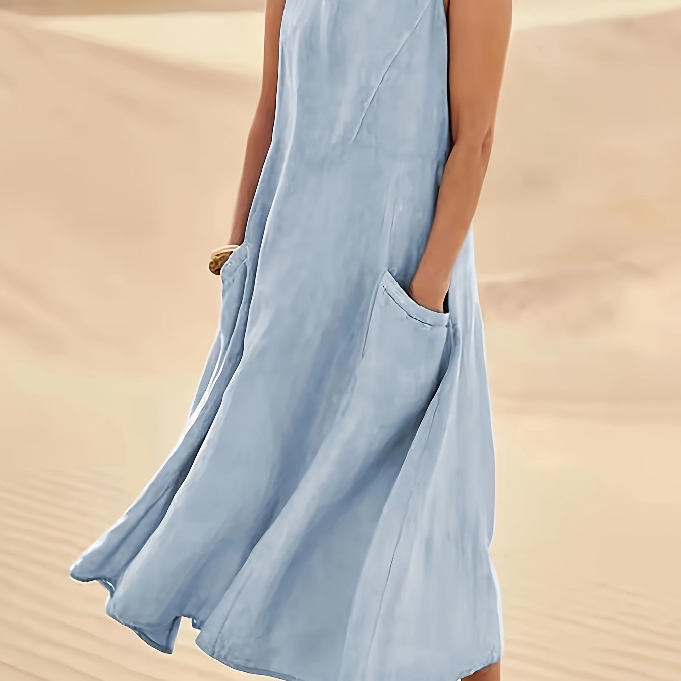 LUMMÉRAS A-Line Sleeveless Cotton-Linen Dress