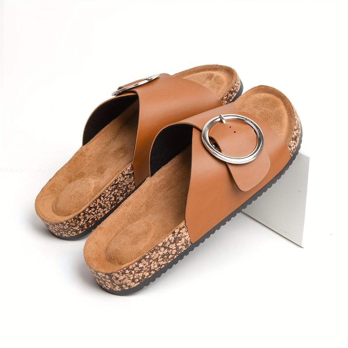 LUMMÉRAS Metallic Buckle Slide Sandals