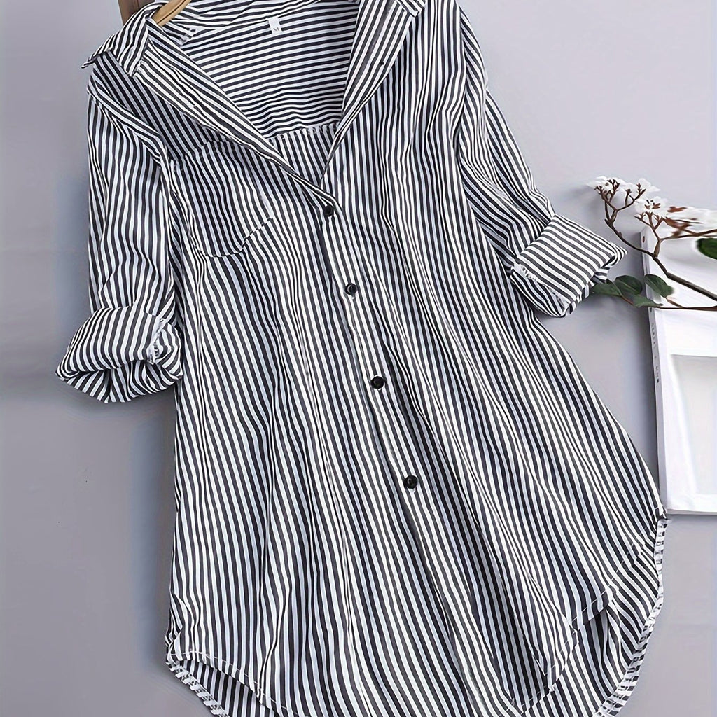 LUMMÉRAS Women's Striped Long Sleeve Button-Up Shirt