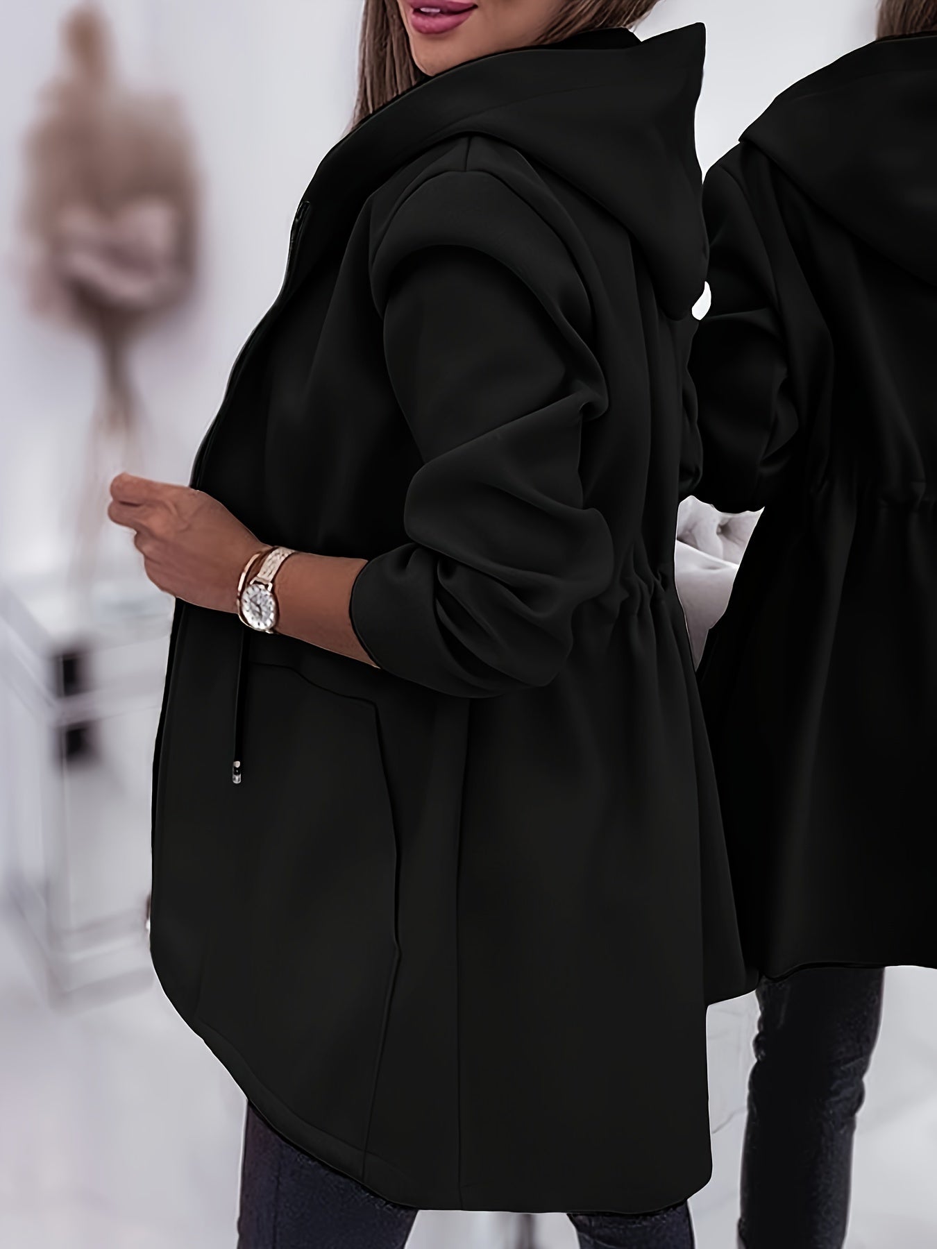 LUMMÉRAS Casual Hooded Jacket – Adjustable Drawstring, Zippered Pockets.