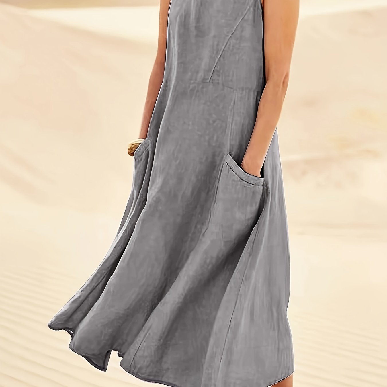 LUMMÉRAS A-Line Sleeveless Cotton-Linen Dress