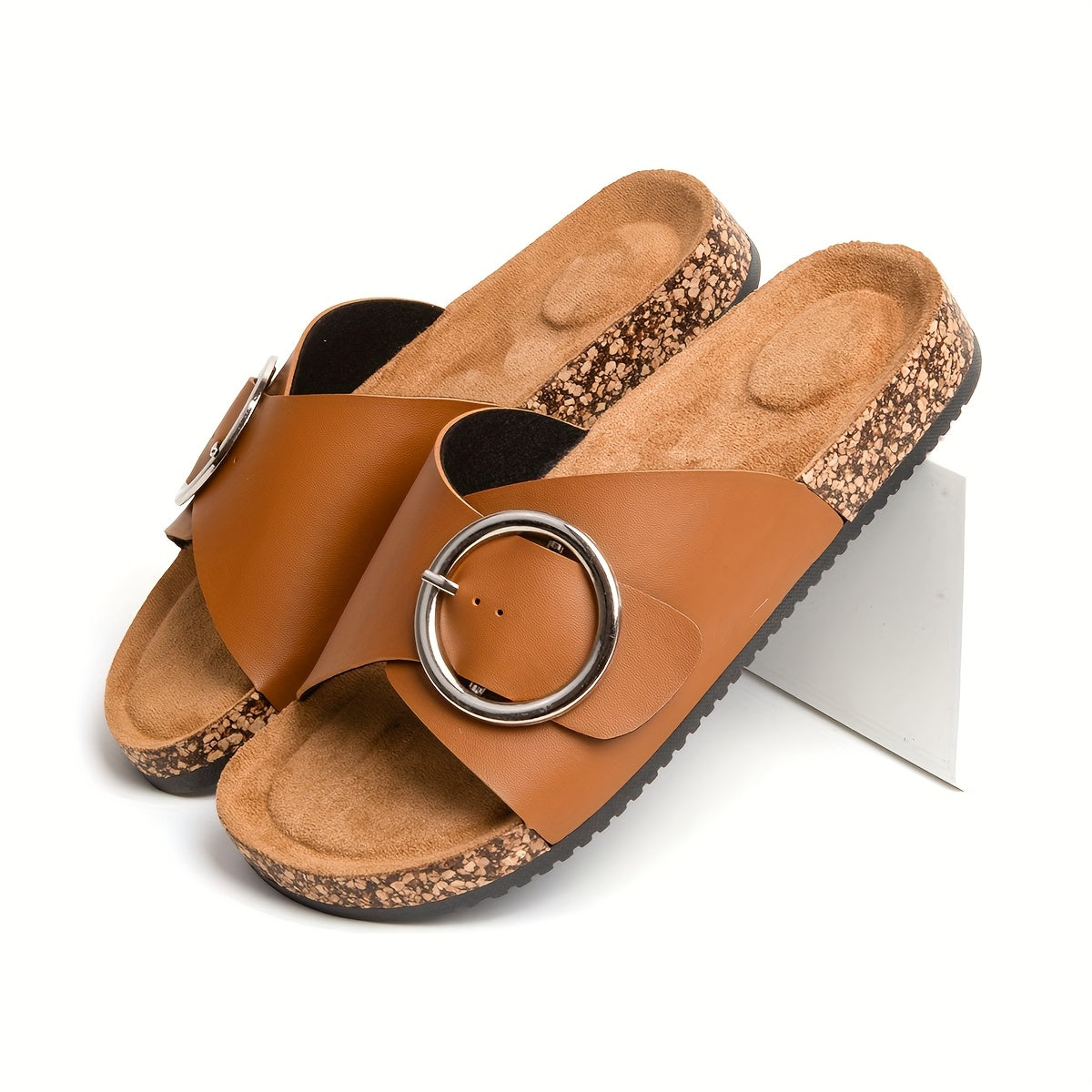 LUMMÉRAS Metallic Buckle Slide Sandals