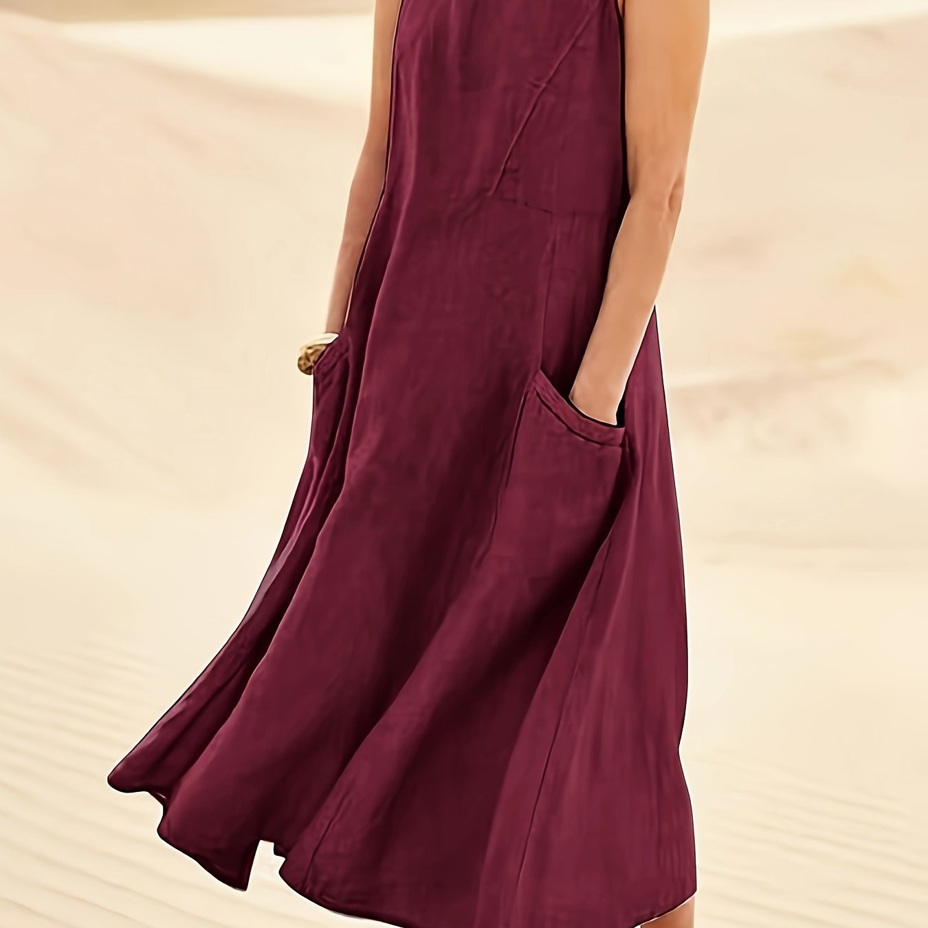 LUMMÉRAS A-Line Sleeveless Cotton-Linen Dress