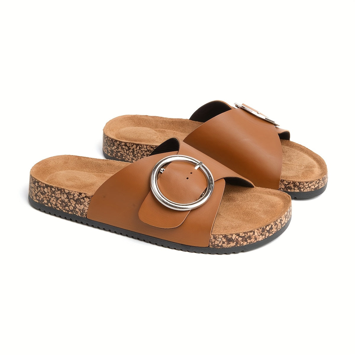 LUMMÉRAS Metallic Buckle Slide Sandals