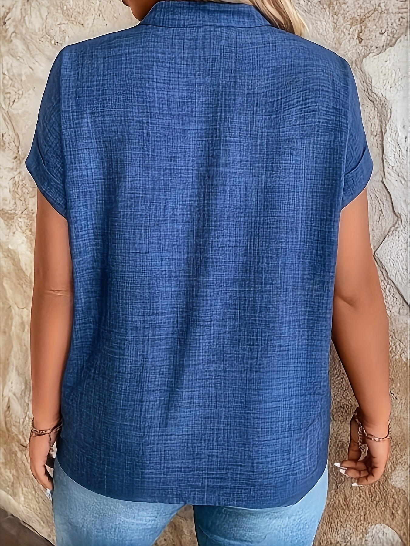 LUMMÉRAS Women's Casual V-Neck Blouse with Small Stand-Up Collar.