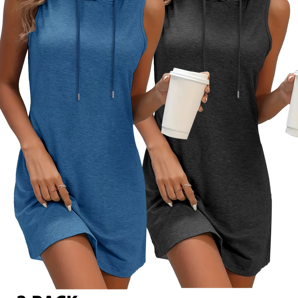 LUMMÉRAS Women's Set: Hooded Dress with Colorful Vest