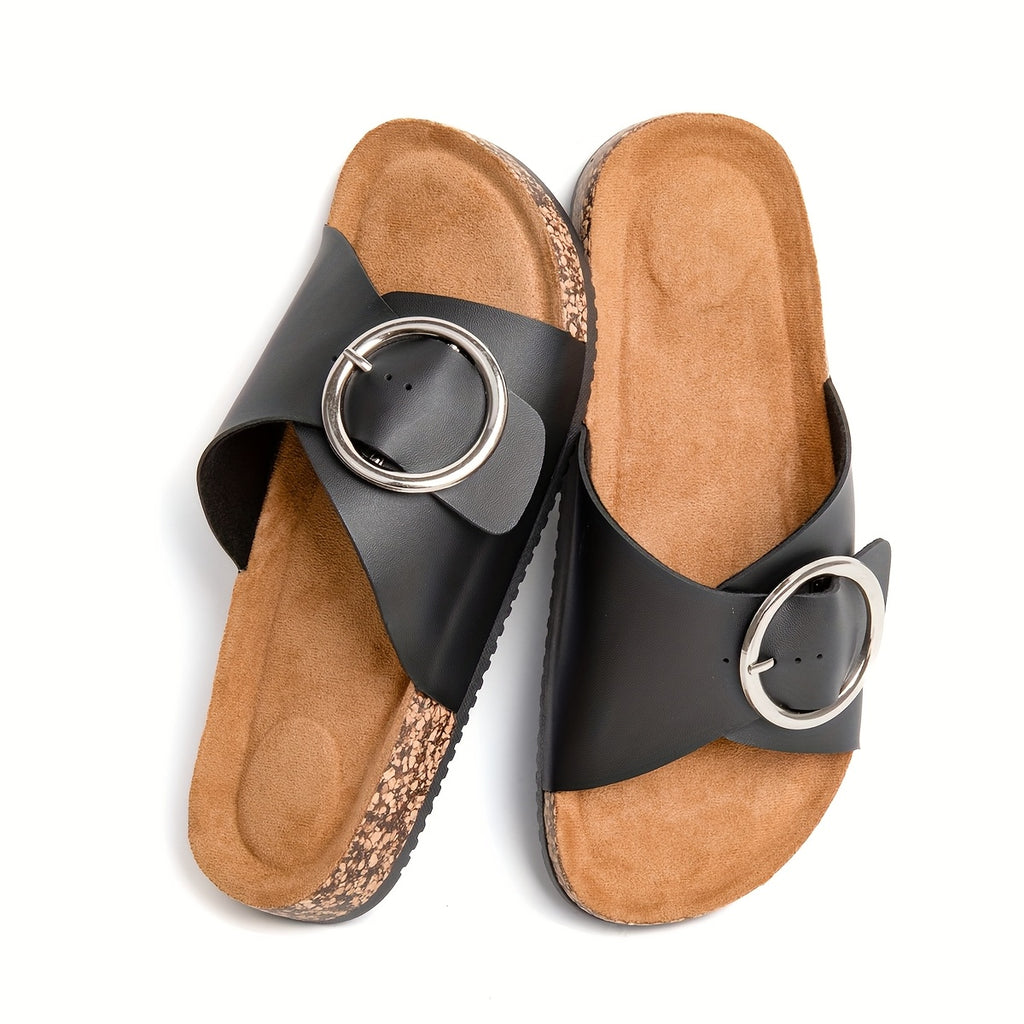 LUMMÉRAS Metallic Buckle Slide Sandals