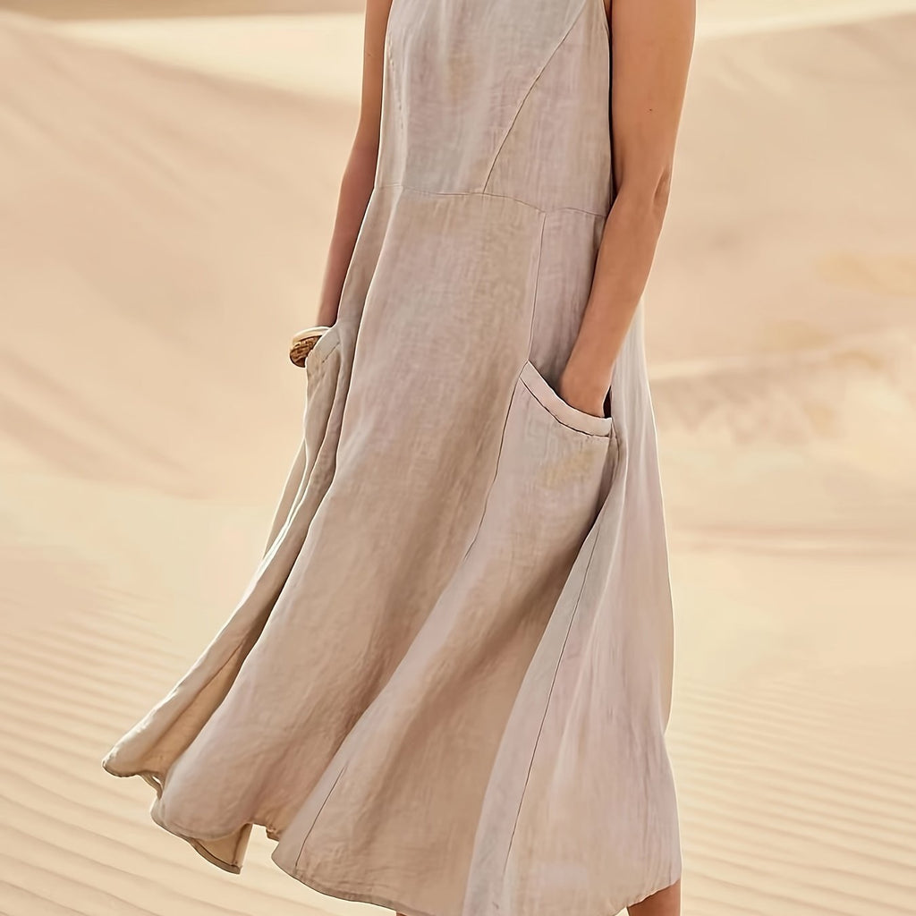 LUMMÉRAS A-Line Sleeveless Cotton-Linen Dress