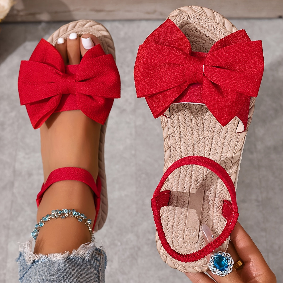 LUMMÉRAS Belle Bow Slide Sandals