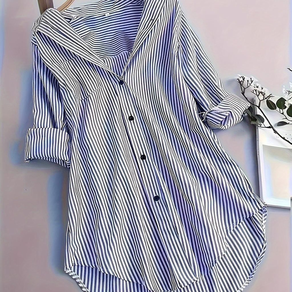 LUMMÉRAS Women's Striped Long Sleeve Button-Up Shirt