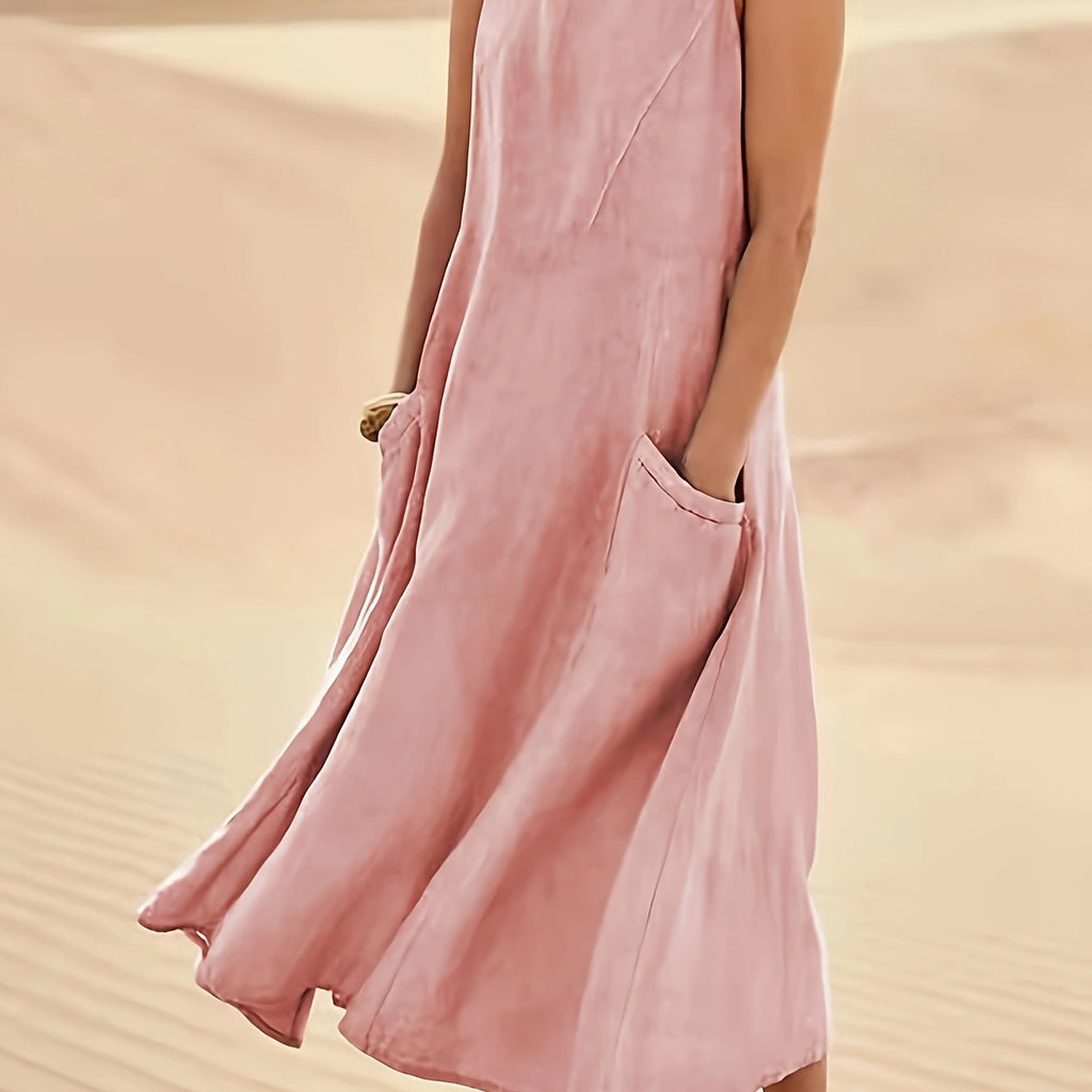 LUMMÉRAS A-Line Sleeveless Cotton-Linen Dress