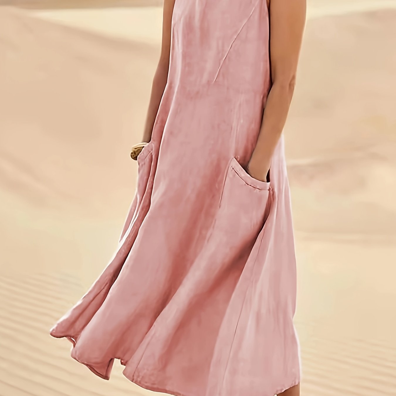 LUMMÉRAS A-Line Sleeveless Cotton-Linen Dress