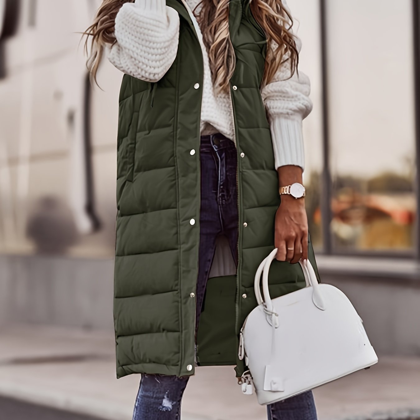 LUMMÉRAS Women's Long Quilted Hooded Vest